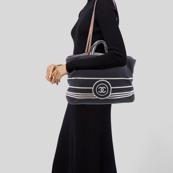 CHANEL Denim Shopping Tote - Picture 1 of 4